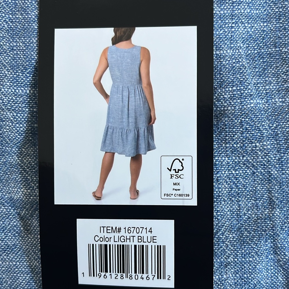 Briggs Ladies' Light Blue Tiered Linen Blend Sleeveless Dress - Picture 7 of 9